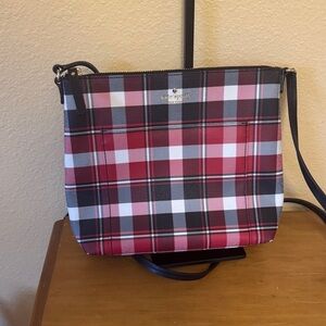 Kate Spade Black and Red Checkered plaid Crossbody Bag